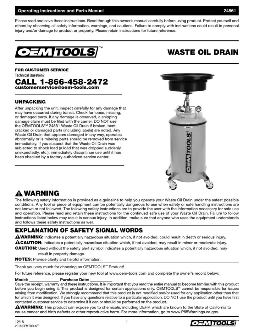 OEM Tools 24861 Operating instructions and parts manual OEM Tools 24861 Operating instructions and parts manual
