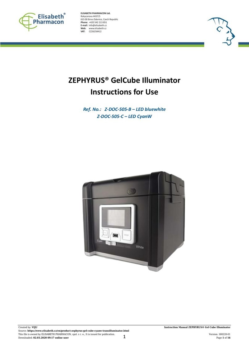 Elisabeth Pharmacon ZEPHYRUS GelCube Illuminator Series Instructions for use Elisabeth Pharmacon ZEPHYRUS GelCube Illuminator Series Instructions for use