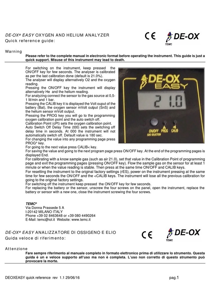 TEMC DE-OX EASY Quick reference guide