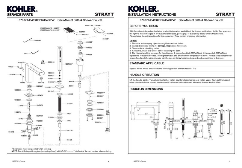 Kohler STRAYT 37337T-B4 User manual Kohler STRAYT 37337T-B4 User manual