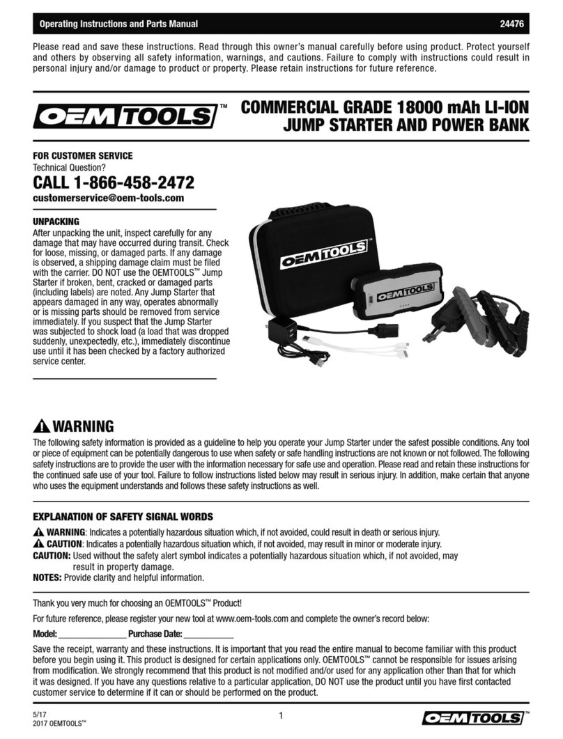 OEM Tools 24476 Operating instructions and parts manual