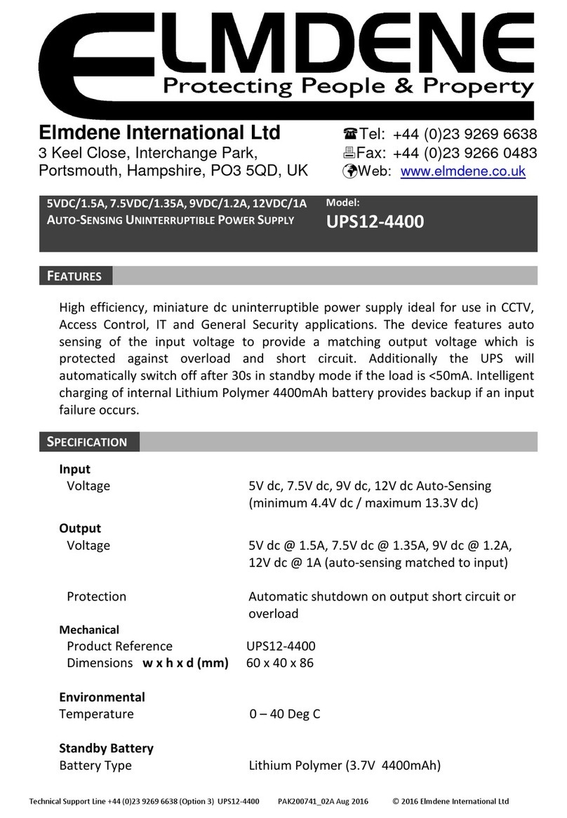 Elmdene UPS12-4400 instruction sheet