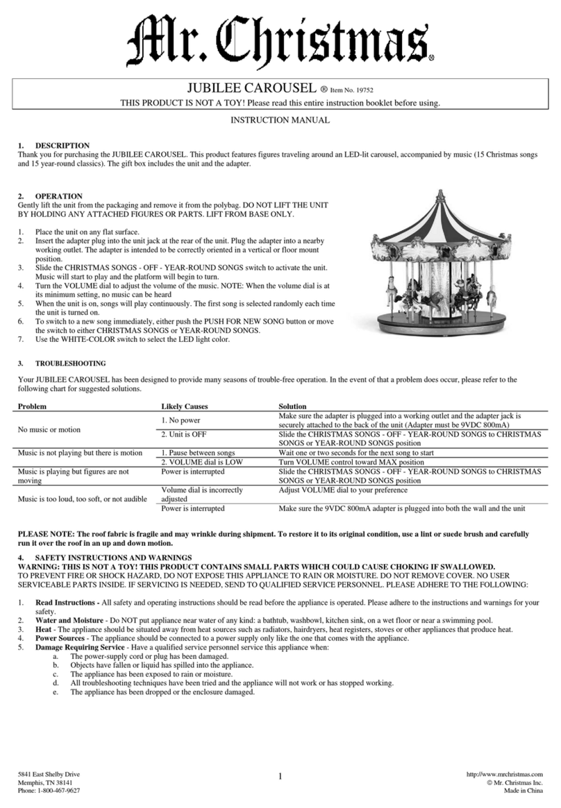 Mr. Christmas JUBILEE CAROUSEL instruction manual