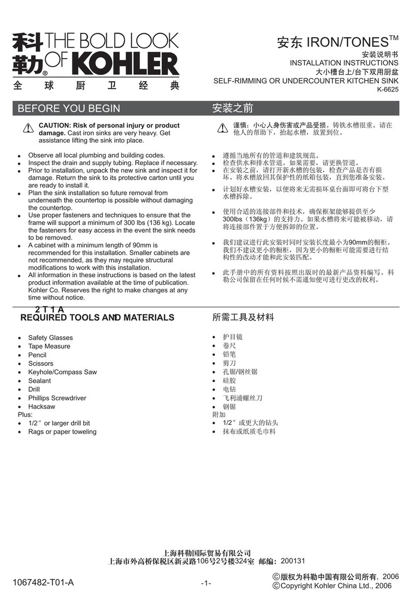 Kohler IRON/TONES K-6625 installation instructions Kohler IRON/TONES K-6625 installation instructions