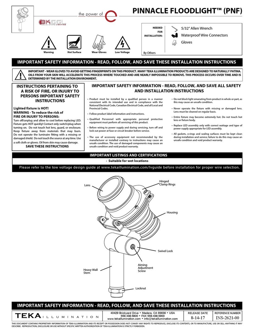 TEKA ILLUMINATION PINNACLE FLOODLIGHT installation instructions