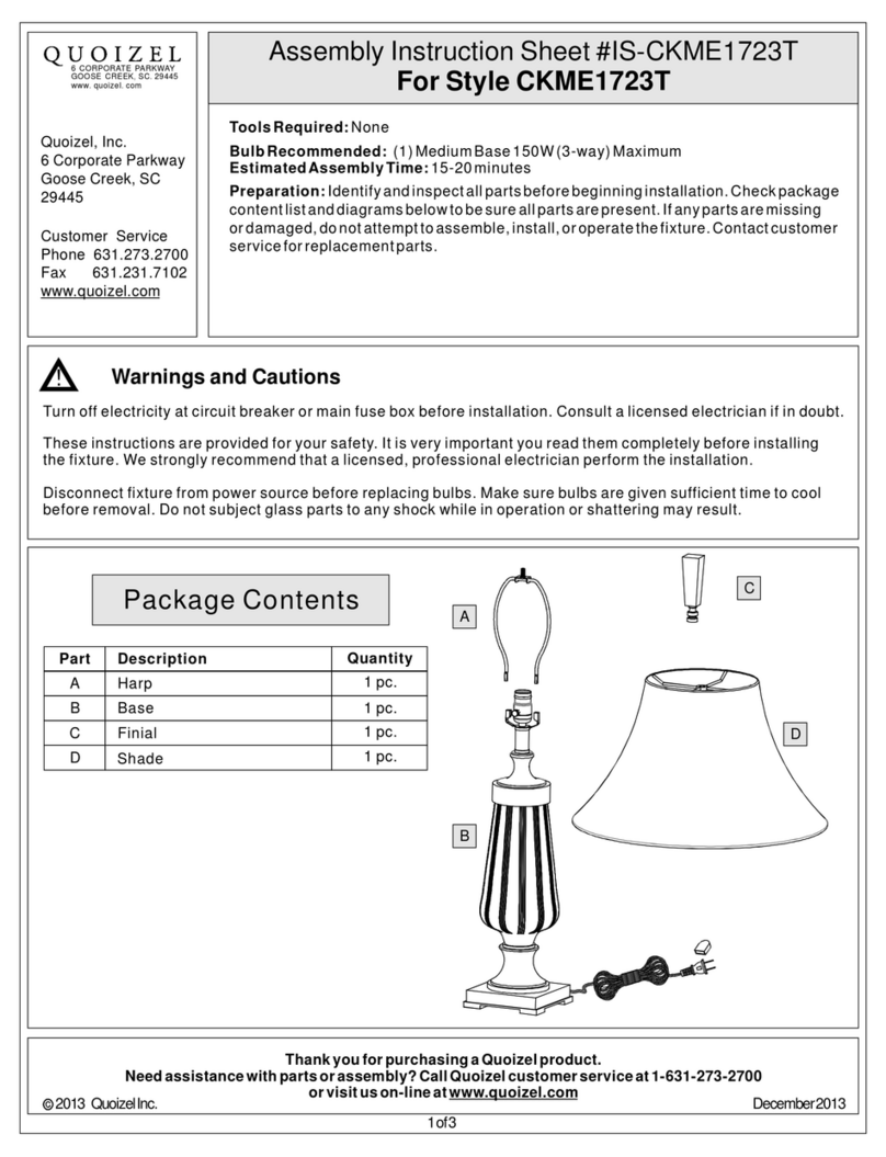 Quoizel CKME1723T Assembly instruction sheet