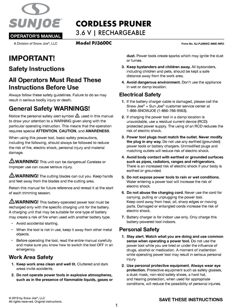 SNOWJOE Sunjoe PJ3600C Operator's manual