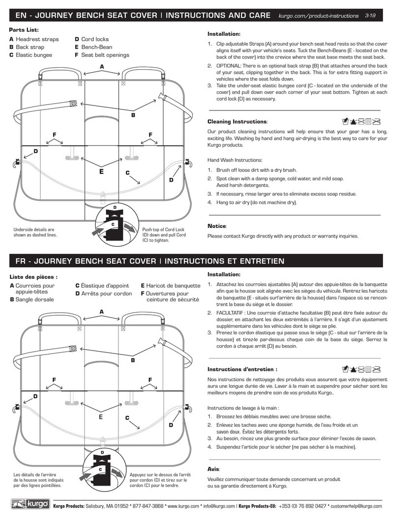 Kurgo JOURNEY BENCH SEAT COVER User manual