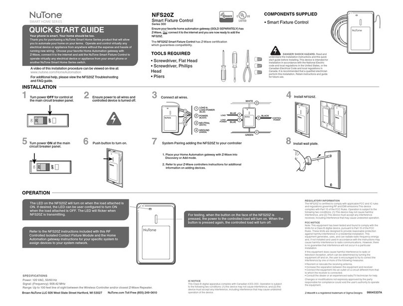 NuTone Smart Home Series User manual