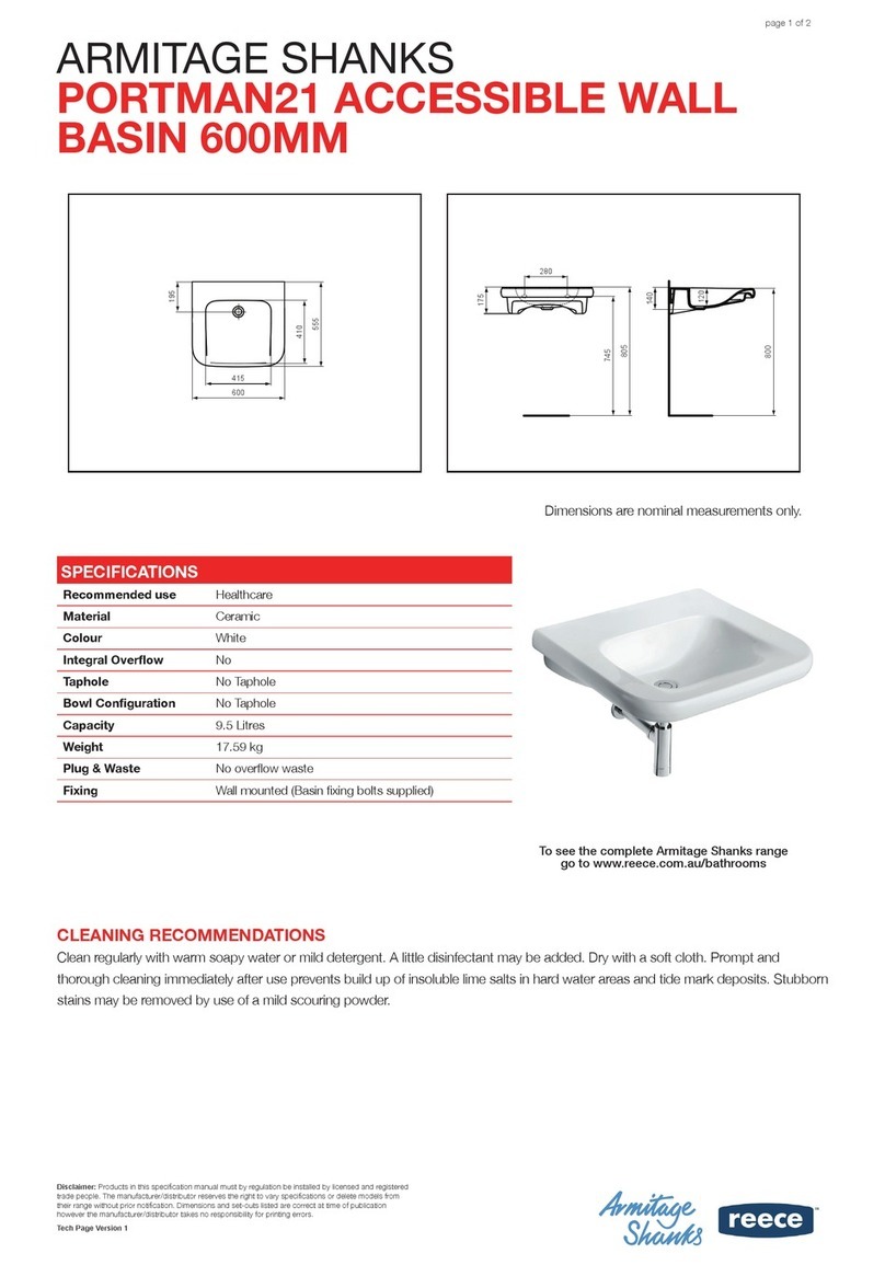Armitage Shanks PORTMAN21 User manual Armitage Shanks PORTMAN21 User manual