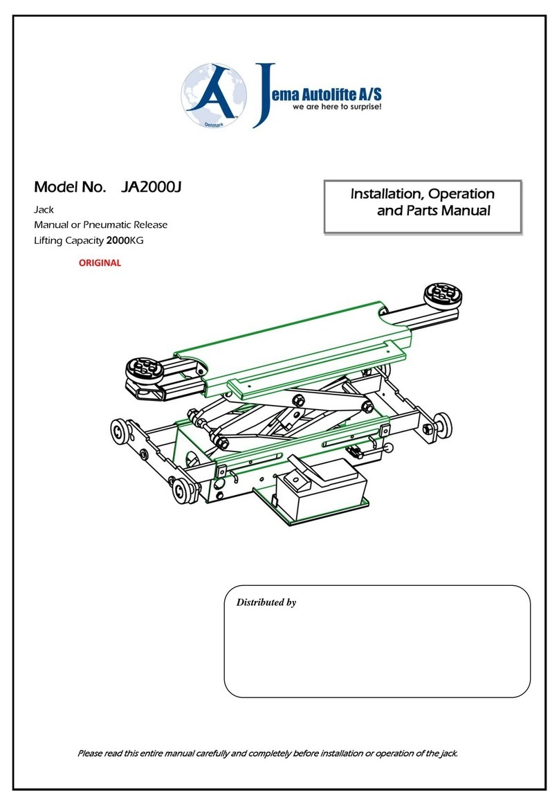 Jema Autolifte JA2000J Installation, operation, and parts manual Jema Autolifte JA2000J Installation, operation, and parts manual