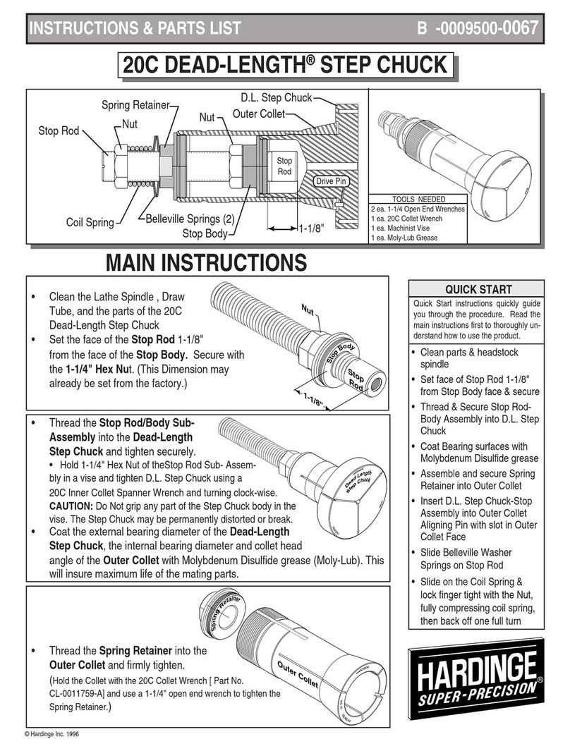 Hardinge 20C Instructions-parts list