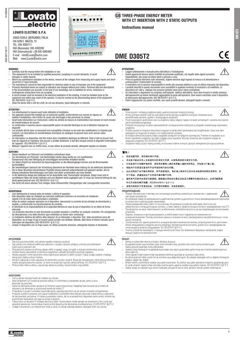 Lovato DME D305T2 instruction manual