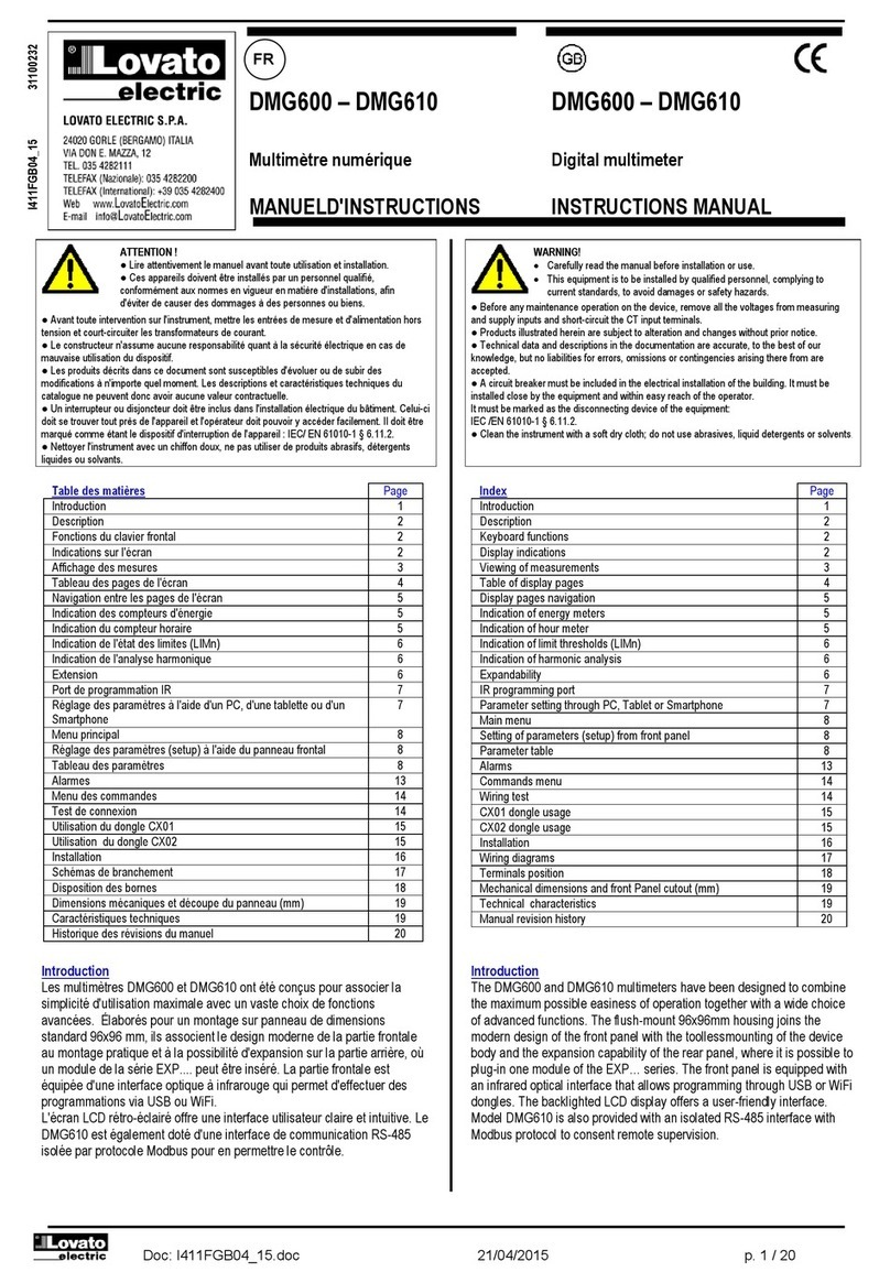 Lovato DMG600 instruction manual