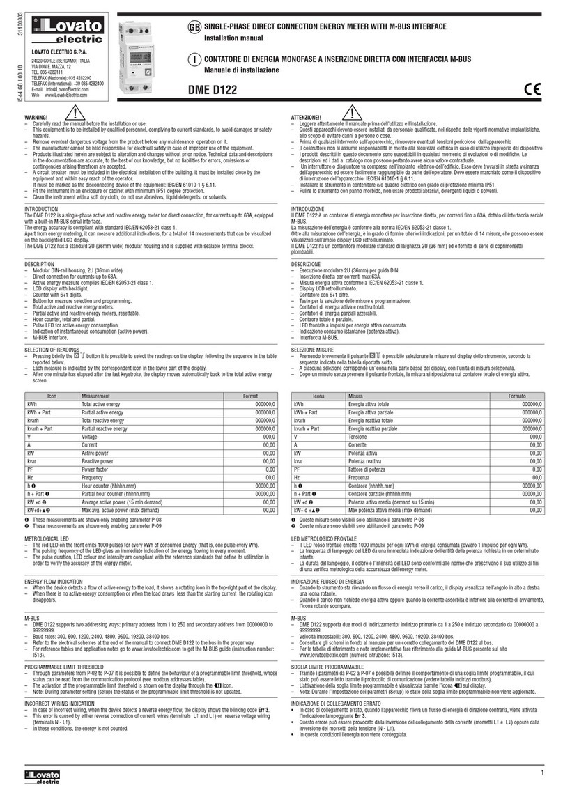 Lovato DME D122 User manual Lovato DME D122 User manual