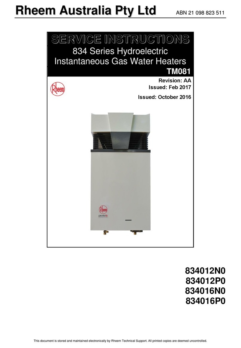 Rheem 834 Series Operating instructions Rheem 834 Series Operating instructions