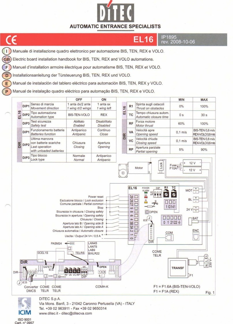 DITEC EL16 Installation handbook