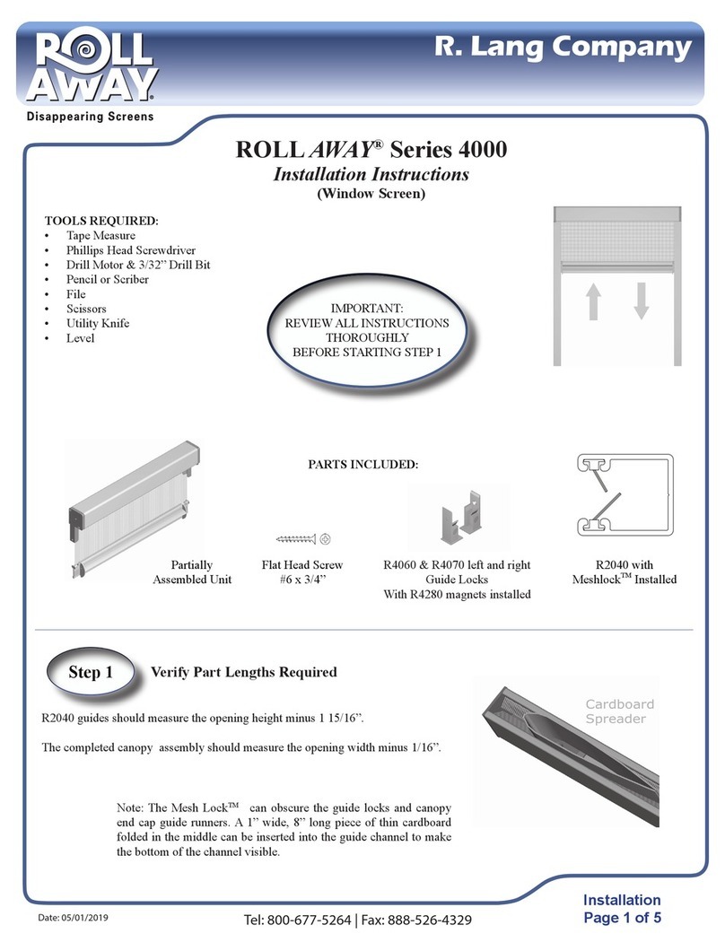 R. Lang Company ROLL AWAY 4000 Series installation instructions R. Lang Company ROLL AWAY 4000 Series installation instructions