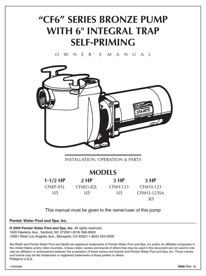 Pentair Pool Products Sta-Rite CF6EF-81L owner's manual Pentair Pool Products Sta-Rite CF6EF-81L owner's manual