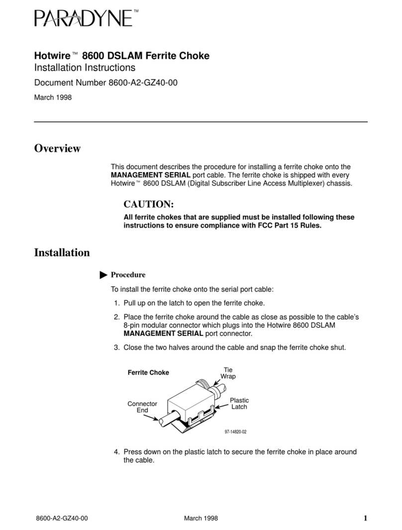 Paradyne Hotwire 8600 DSLAM Ferrite Choke User manual