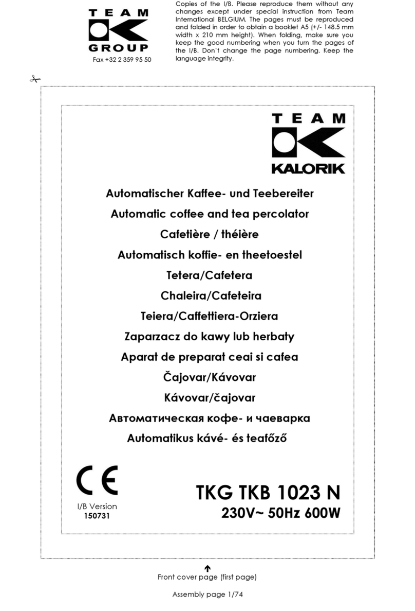 Team Kalorik TKG TKB 1023 N manual