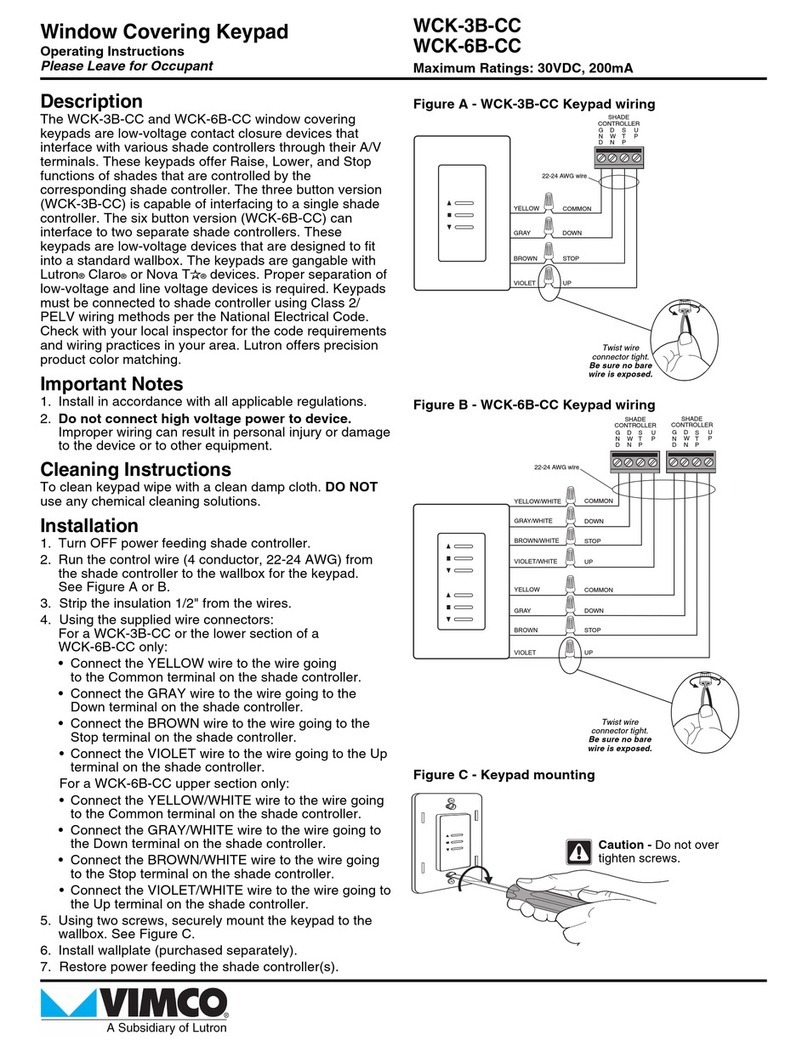Lutron Electronics Vimco WCK-6B-CC User manual