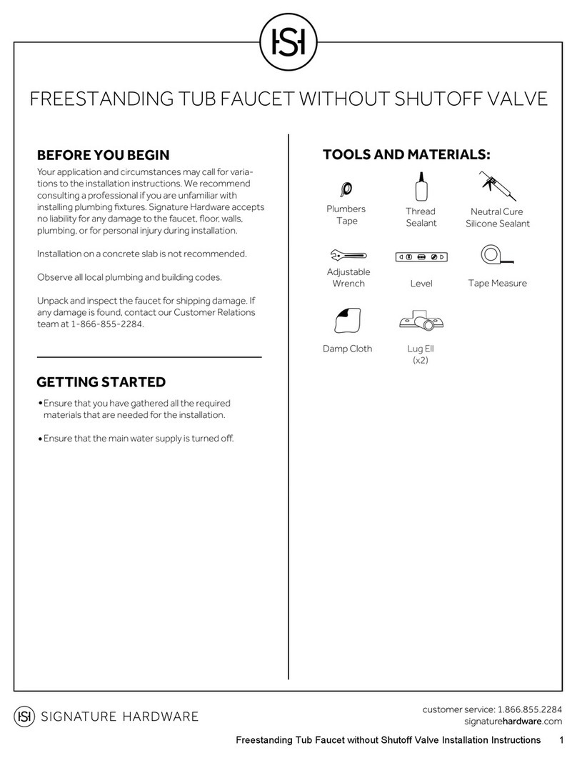 Signature Hardware FREESTANDING TUB FAUCET WITHOUT SHUTOFF... User manual Signature Hardware FREESTANDING TUB FAUCET WITHOUT SHUTOFF... User manual