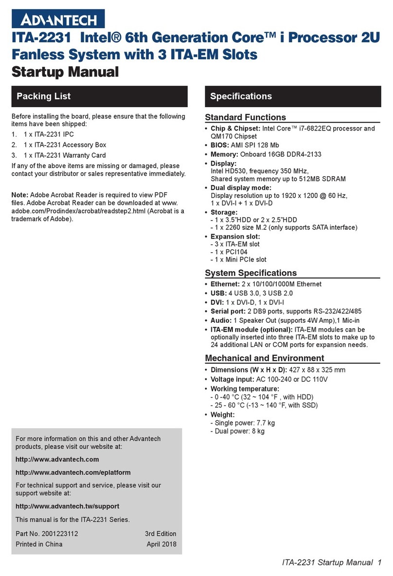 Advantech ITA-2231 Series Installation and operation manual