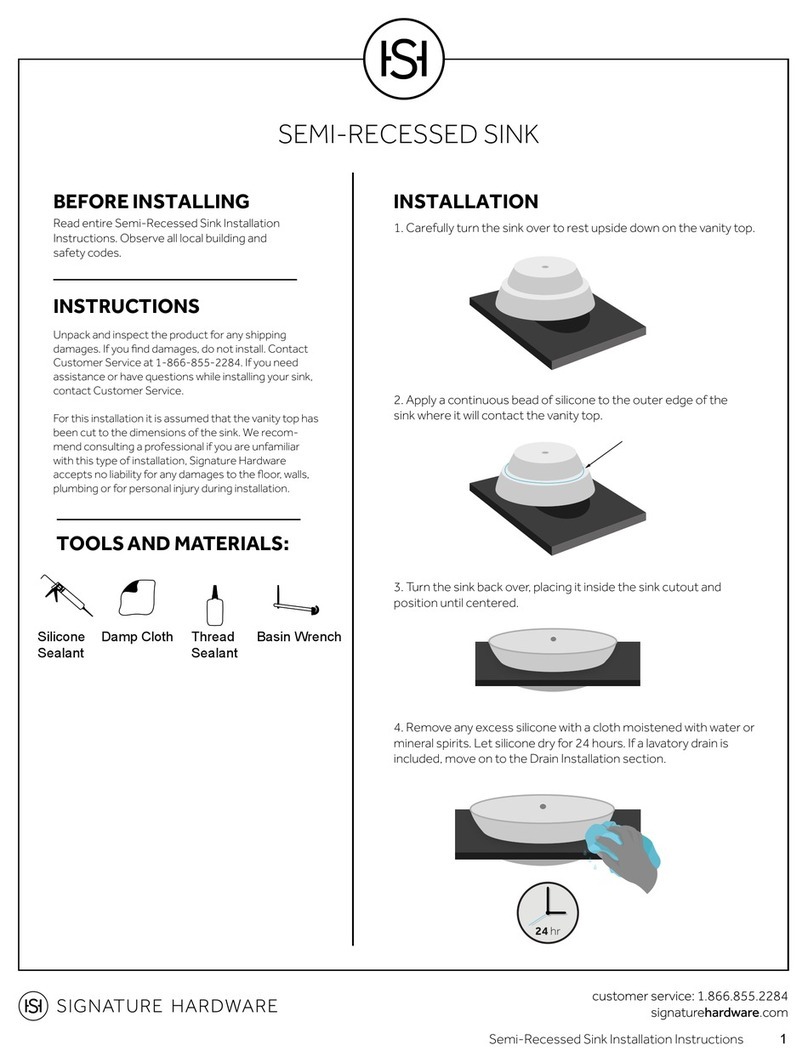 Signature Hardware Semi-Recessed Sink installation instructions Signature Hardware Semi-Recessed Sink installation instructions
