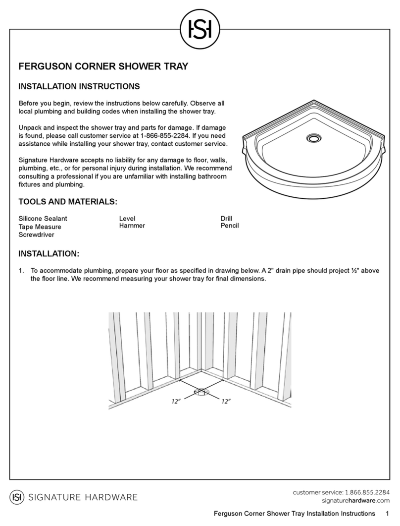 Signature Hardware FERGUSON CORNER SHOWER TRAY installation instructions