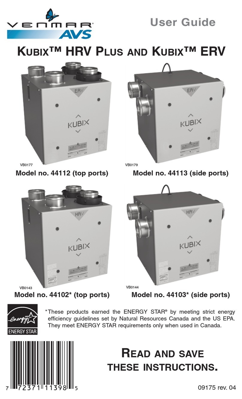 Venmar KUBIX HRV PLUS Series user guide