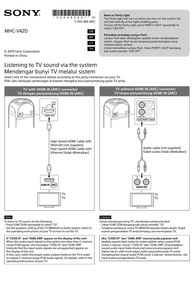 Sony MHC-V42D quick start guide