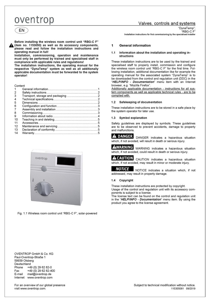 oventrop DynaTemp RBG-C F User manual