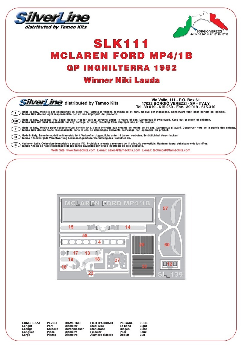Tameo Kits SILVERLINE MCLAREN FORD MP4/1B User manual Tameo Kits SILVERLINE MCLAREN FORD MP4/1B User manual