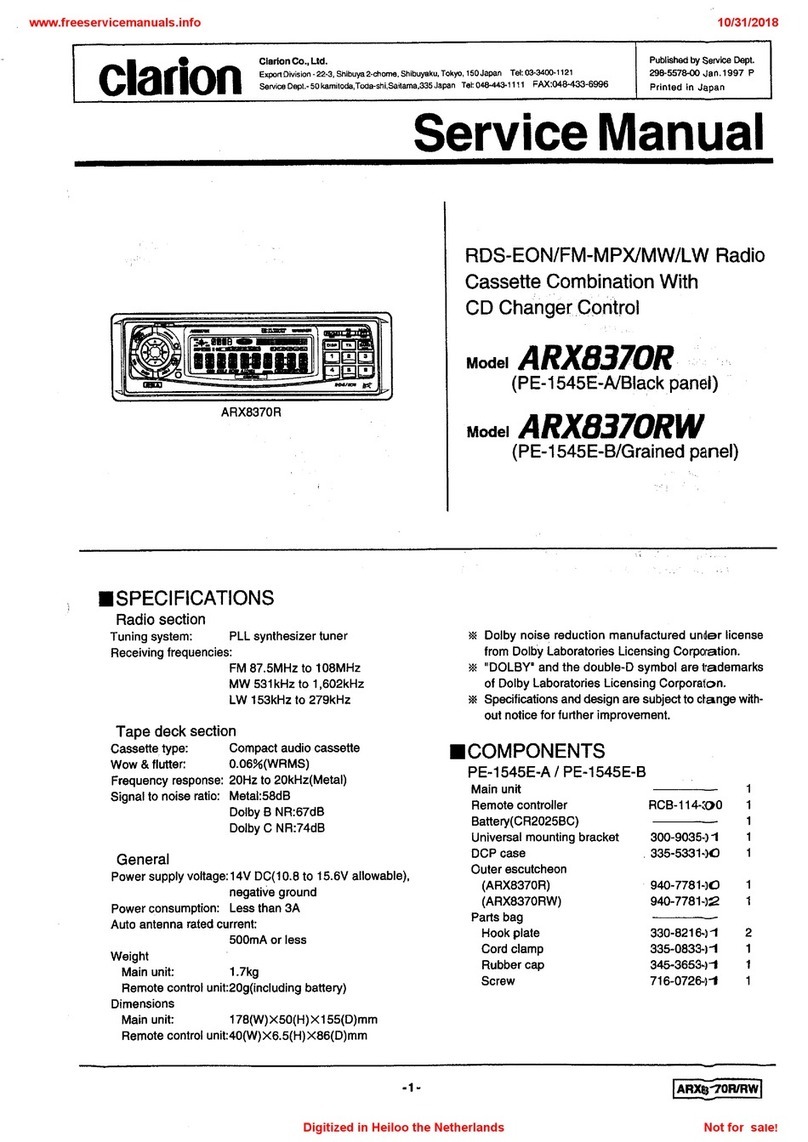 Clarion ARX8370R User manual