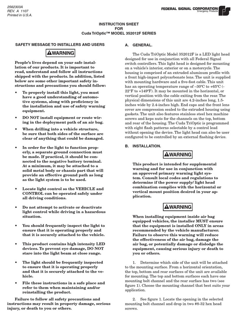 Federal Signal Corporation Cuda TriOptic 352012F Series instruction sheet