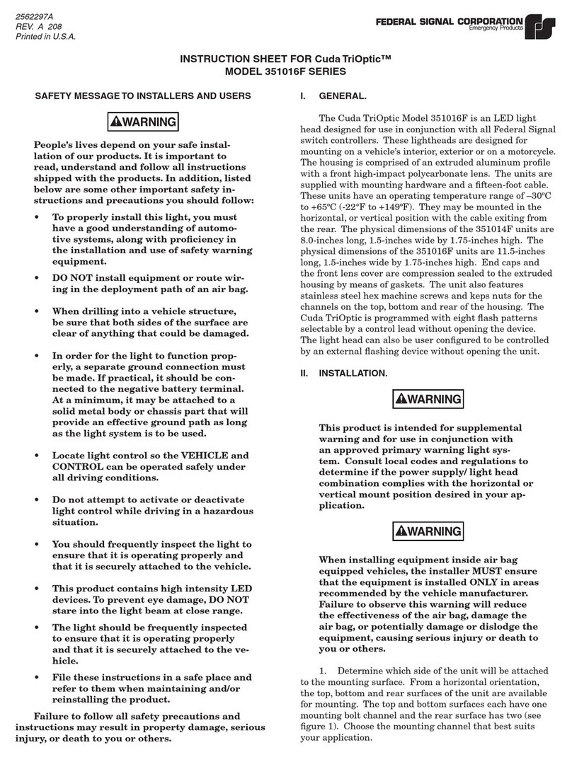 Federal Signal Corporation Cuda TriOptic 351016F Series instruction sheet Federal Signal Corporation Cuda TriOptic 351016F Series instruction sheet