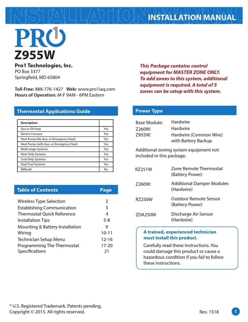 Pro 1 IAQ Z955W installation manual