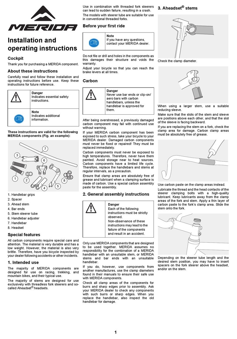Merida Procraft Lenker Installation and operating instructions