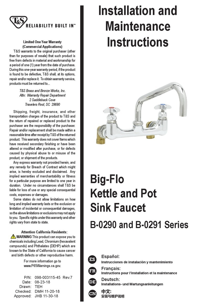 T&S B-0290 Series Installation and maintenance instructions T&S B-0290 Series Installation and maintenance instructions