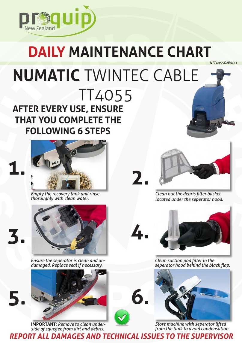 Numatic TWINTEC CABLE TT4055 DAILY MAINTENANCE CHART