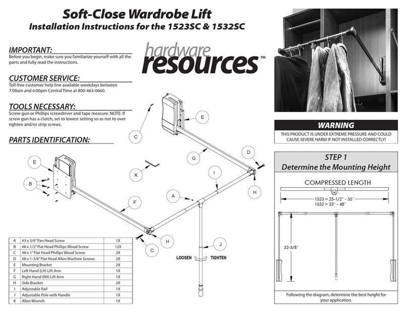 HARDWARE RESOURCES 1523SC installation instructions