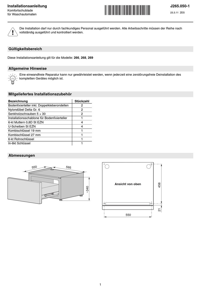 V-ZUG 266 installation instructions