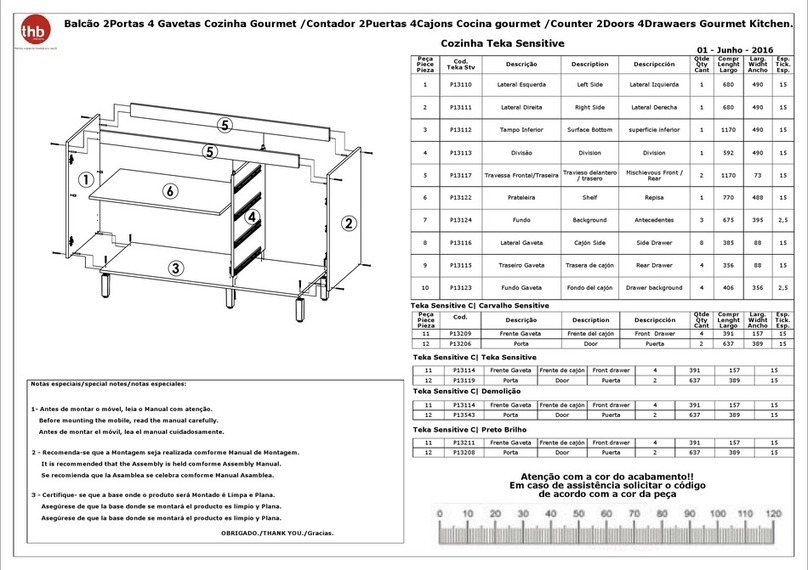 THB Balcao Counter 2 Doors 4 Drawers Gourmet... Assembly manual