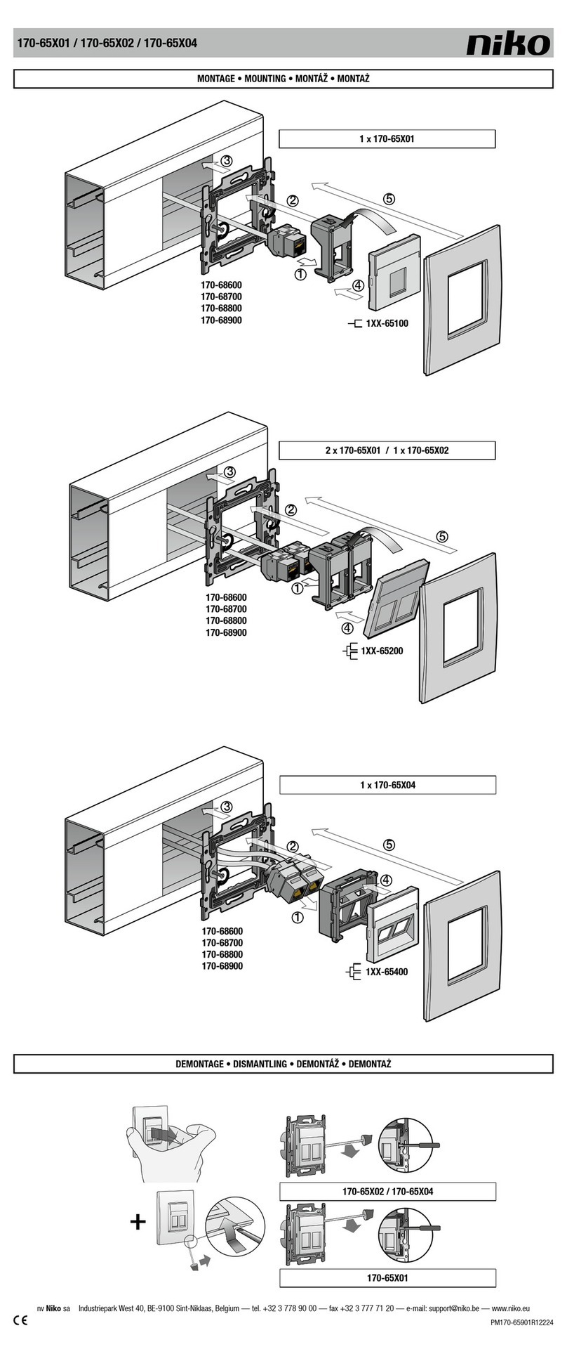 Niko 170-65 01 Series Mounting manual Niko 170-65 01 Series Mounting manual
