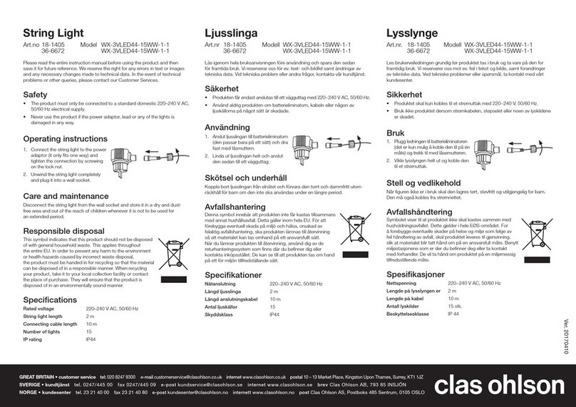 Clas Ohlson WX-3VLED44-15WW-1-1 instruction manual