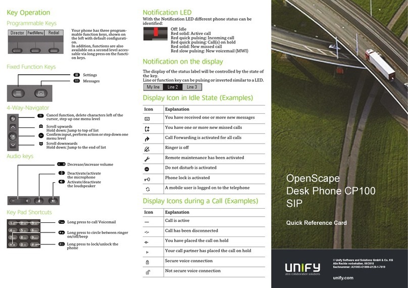 Unify OpenScape Desk Phone CP100 Reference guide