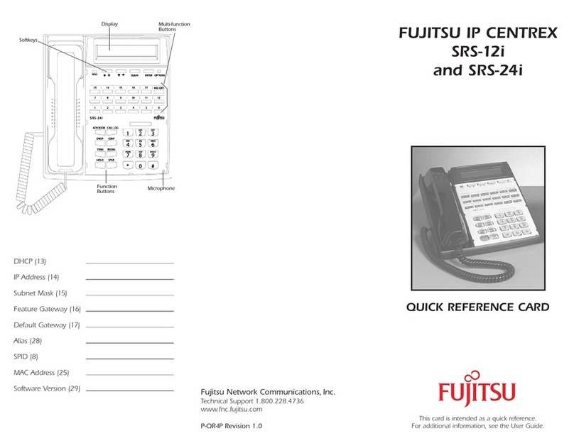 Fujitsu IP Centrex SRS-12i Quick reference card
