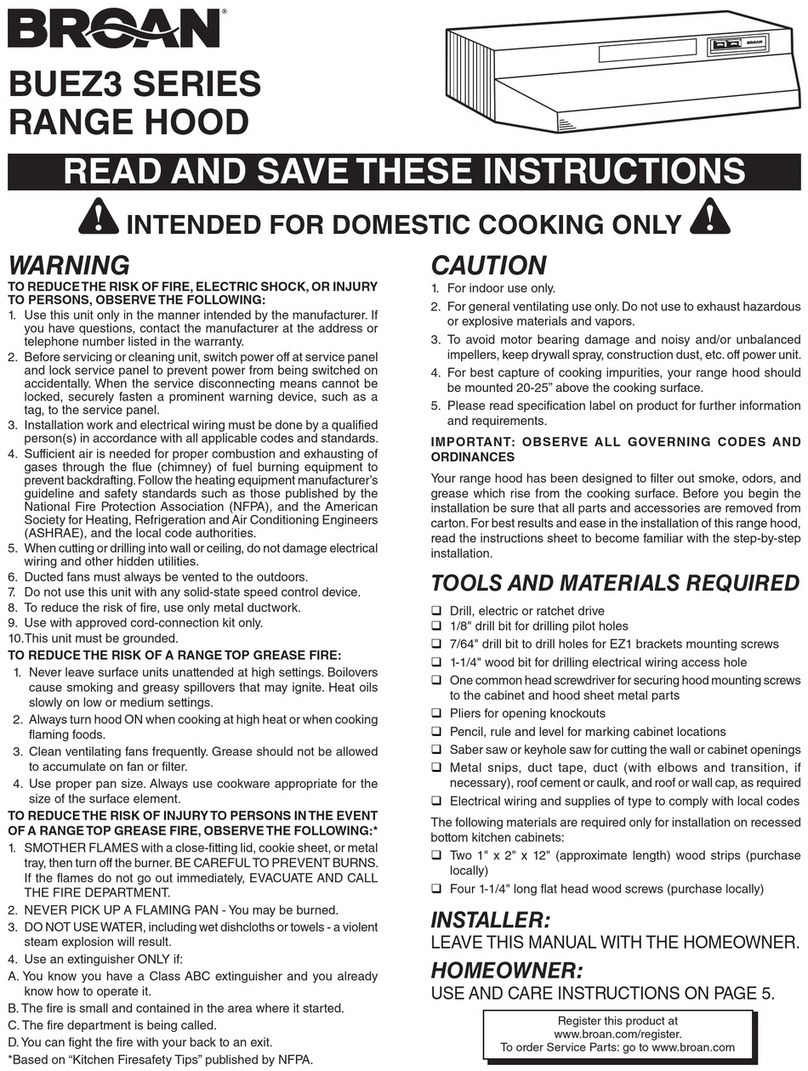 Broan BUEZ3 Series instructions