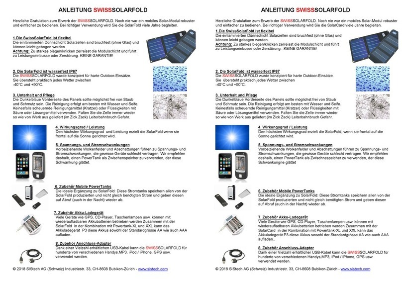 Sistech SWISSSOLARFOLD User manual